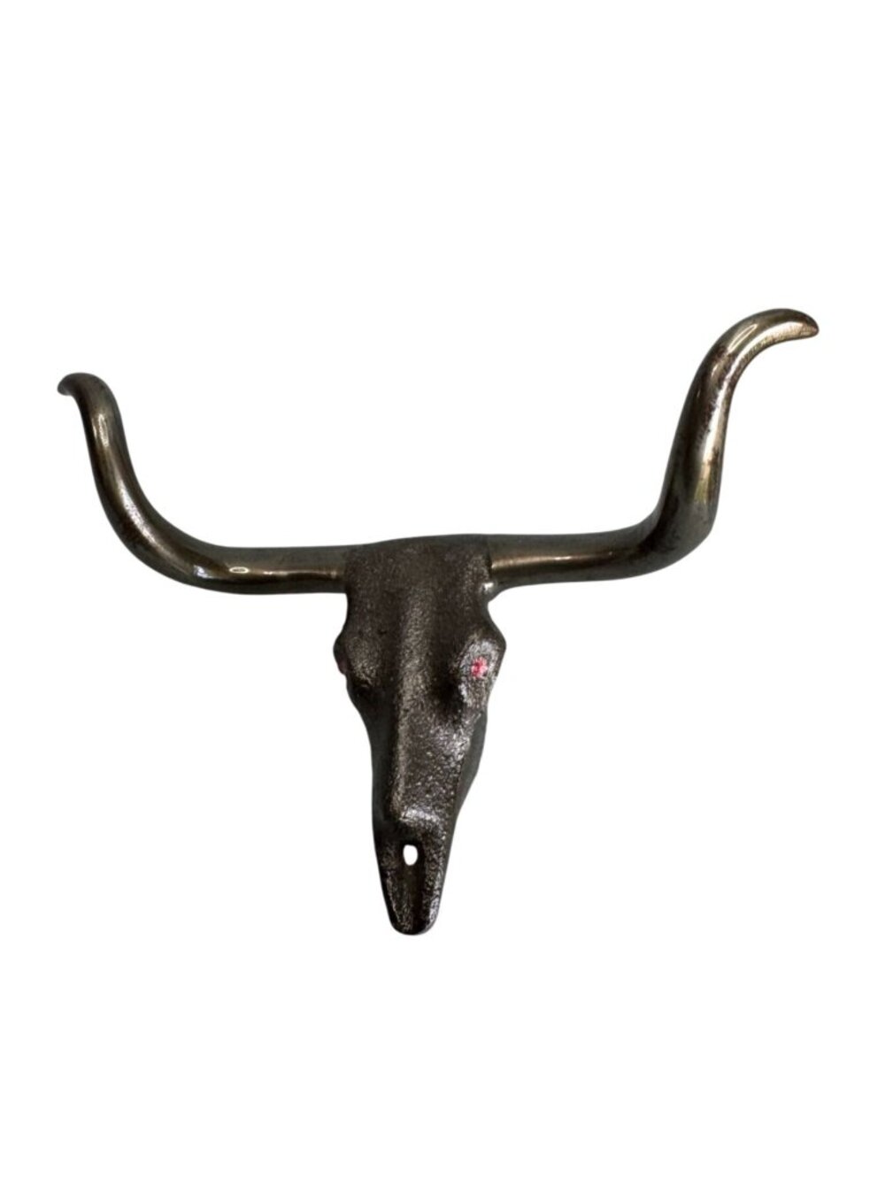 Cast Metal Longhorn Steer Skull Wall Hook Western Rustic Decor Vintage 6" - Picture 2 of 7